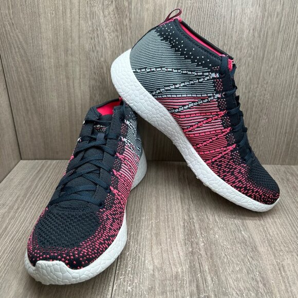 Skechers Burst Sweet Symphony Sneakers Womens 9.5 Lace Up Knit Mesh Black Pink - Picture 6 of 12